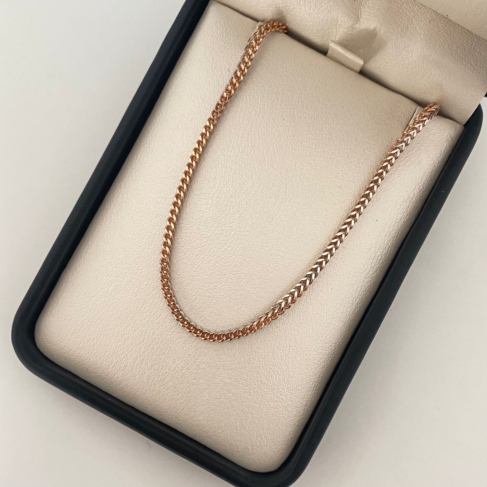 Pulso It franco Oro blanco y Oro rosa 18k +1 / 3,3 Gr / 2,2 mm / 20 Cm